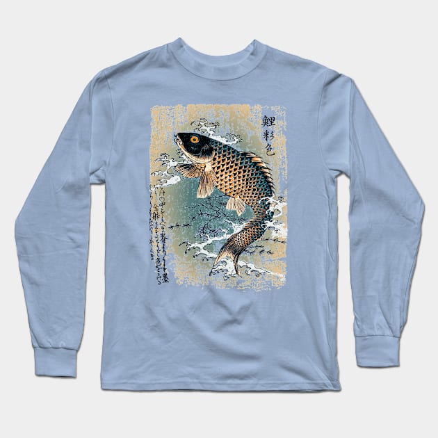 Traditional Japanese Art featuring Hiroshige Fish Drawing Long Sleeve T-Shirt by ZoeysGarage